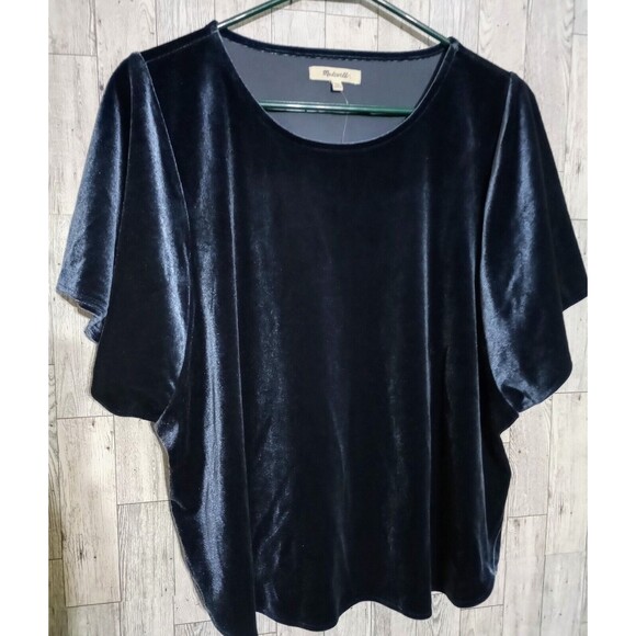 Madewell Tops - Madewell Top Velvet Velour Butterfly Pullover Top Shiny Holiday Party Sz XL NWT